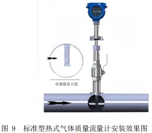 分體式熱式氣體質量流量計插入式安裝效果圖