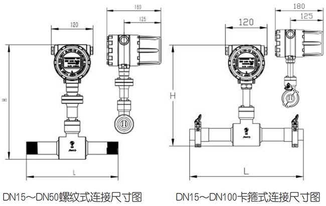管道式氮氣流量計尺寸圖一