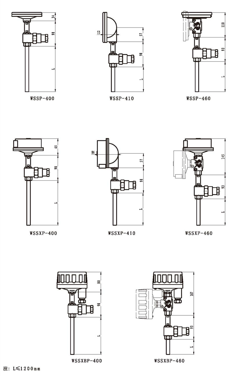 WSSX工業(yè)雙金屬溫度計(jì)（一體化型無(wú)固定裝置）_http://www.tcts.com.cn_雙金屬溫度計(jì)_第3張